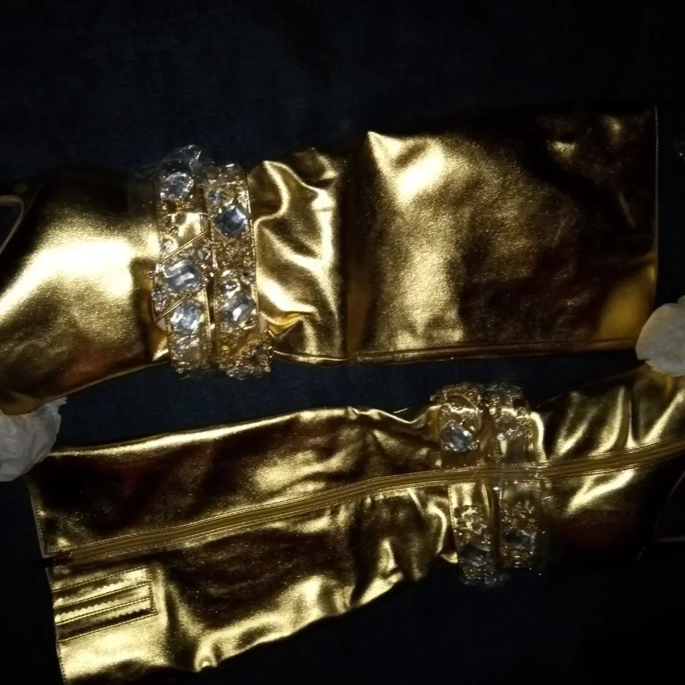 AZALEA WANG " SPOTLIGHT TAKEOVER " GOLD DIAMOND EMBELLISHED BOOT(BRAND NEW!!!!! - Picture 9 of 9